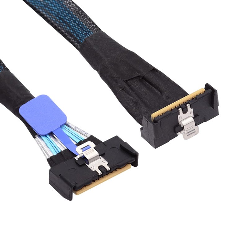 Cablecc Mini Cool Edge IO MCIO Angled PCI-E 5.0 PCI-E Slimline SAS 8i 74Pin Male to 74Pin MCIO Male Extender Cable 35cm - Image 1